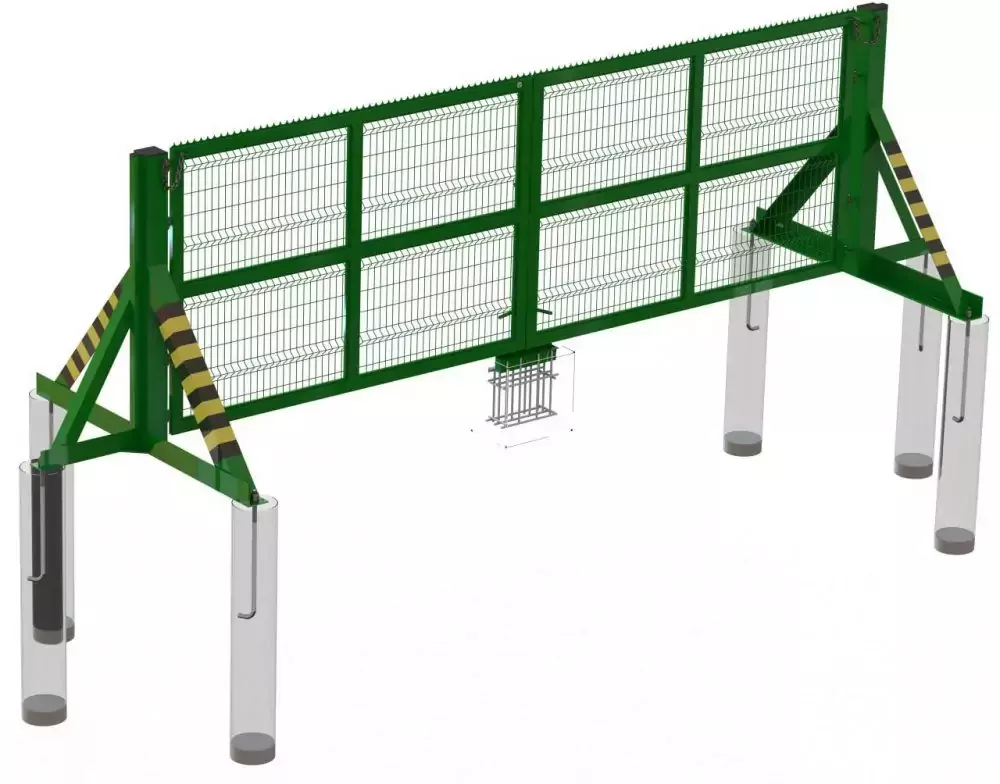 Ворота распашные противотаранные облегченные